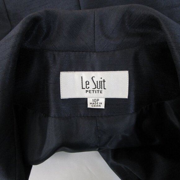 Le Suit Womens Petite Navy Blue Skirt Suit Size 10P Formal Business Career - Picture 8 of 9
